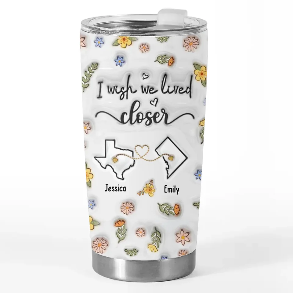 Distance Makes The Friendship Stronger - Bestie Personalized Custom 3D Inflated Effect Printed 40 Oz Stainless Steel Tumbler With Handle - Gift For Best Friends, BFF, Sisters