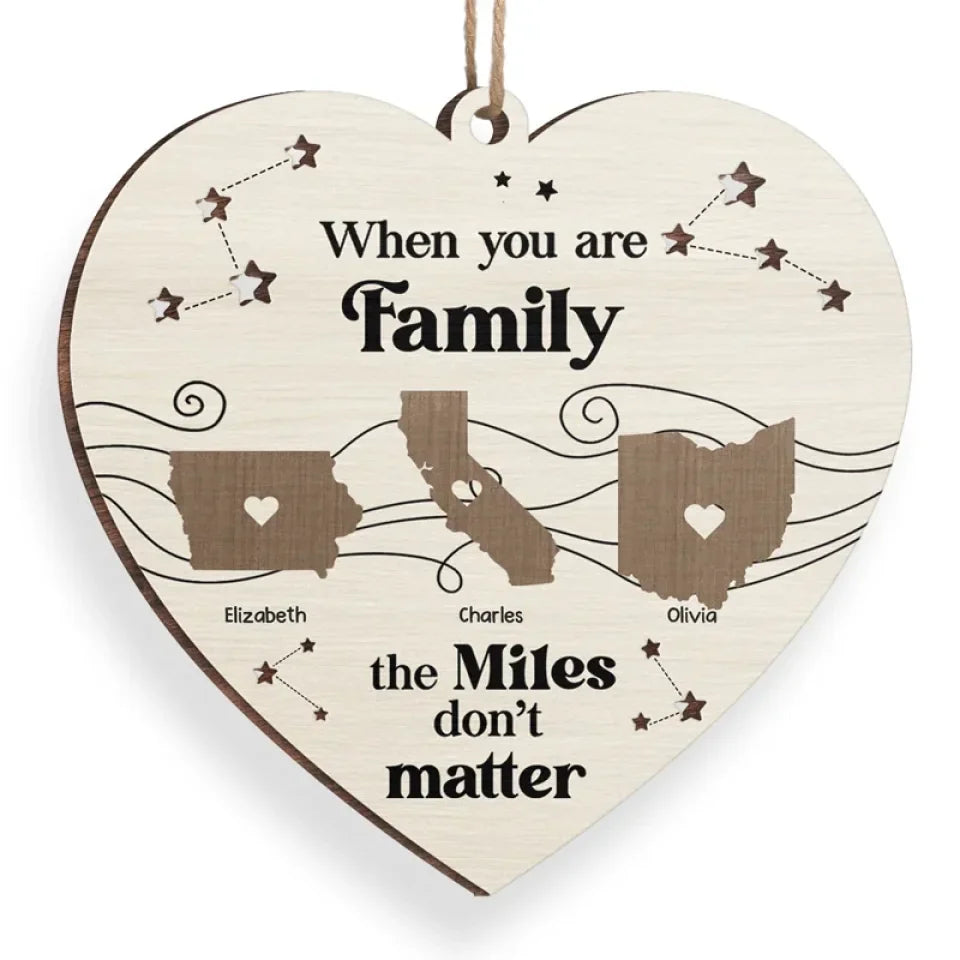 The Love I Have For My Family Knows No Distance - Family Personalized Custom Ornament - Wood Custom Shaped - Christmas Gift For Family Members