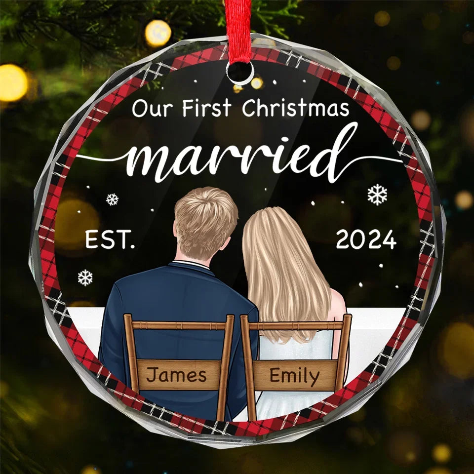 My Love For You Is Evergreen - Couple Personalized Custom Circle Glass Ornament - Christmas Gift For Husband Wife, Anniversary, First Christmas