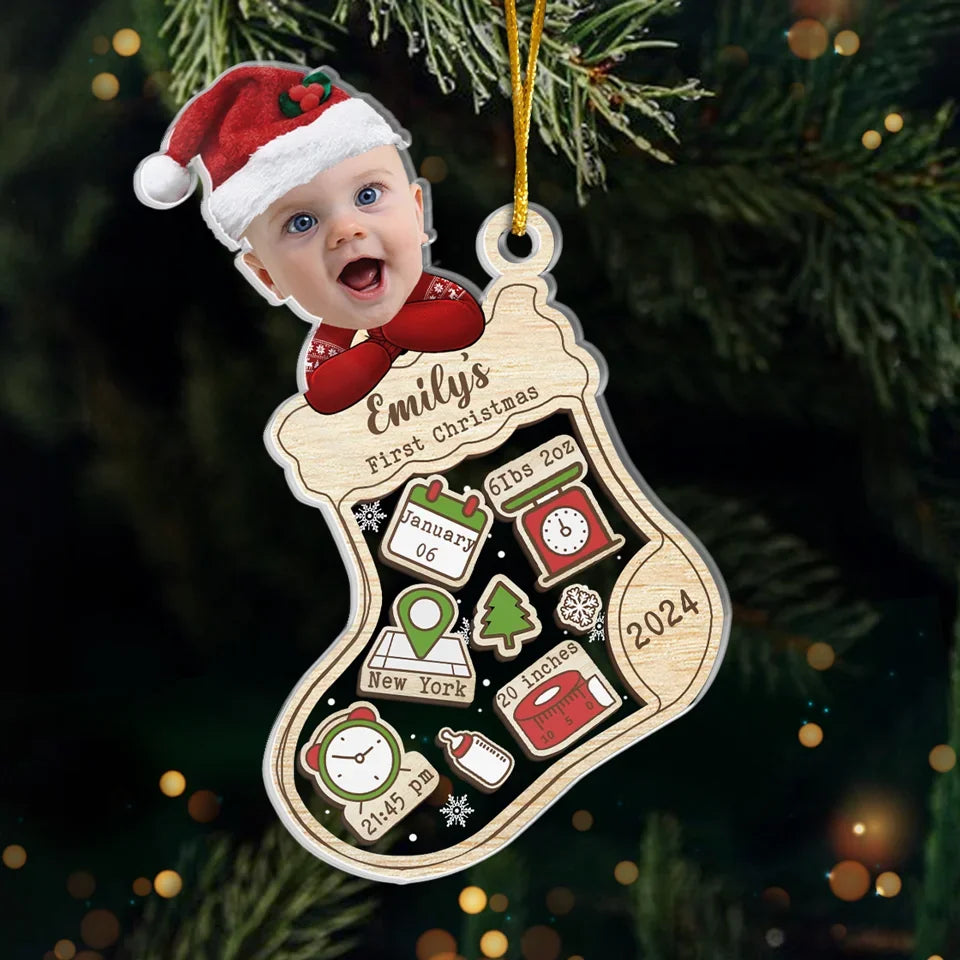 Custom Photo Santa’s Newest Little Helper - Family Personalized Custom Ornament - Acrylic Custom Shaped - Christmas Gift For Baby Kids, Newborn Baby, First Christmas