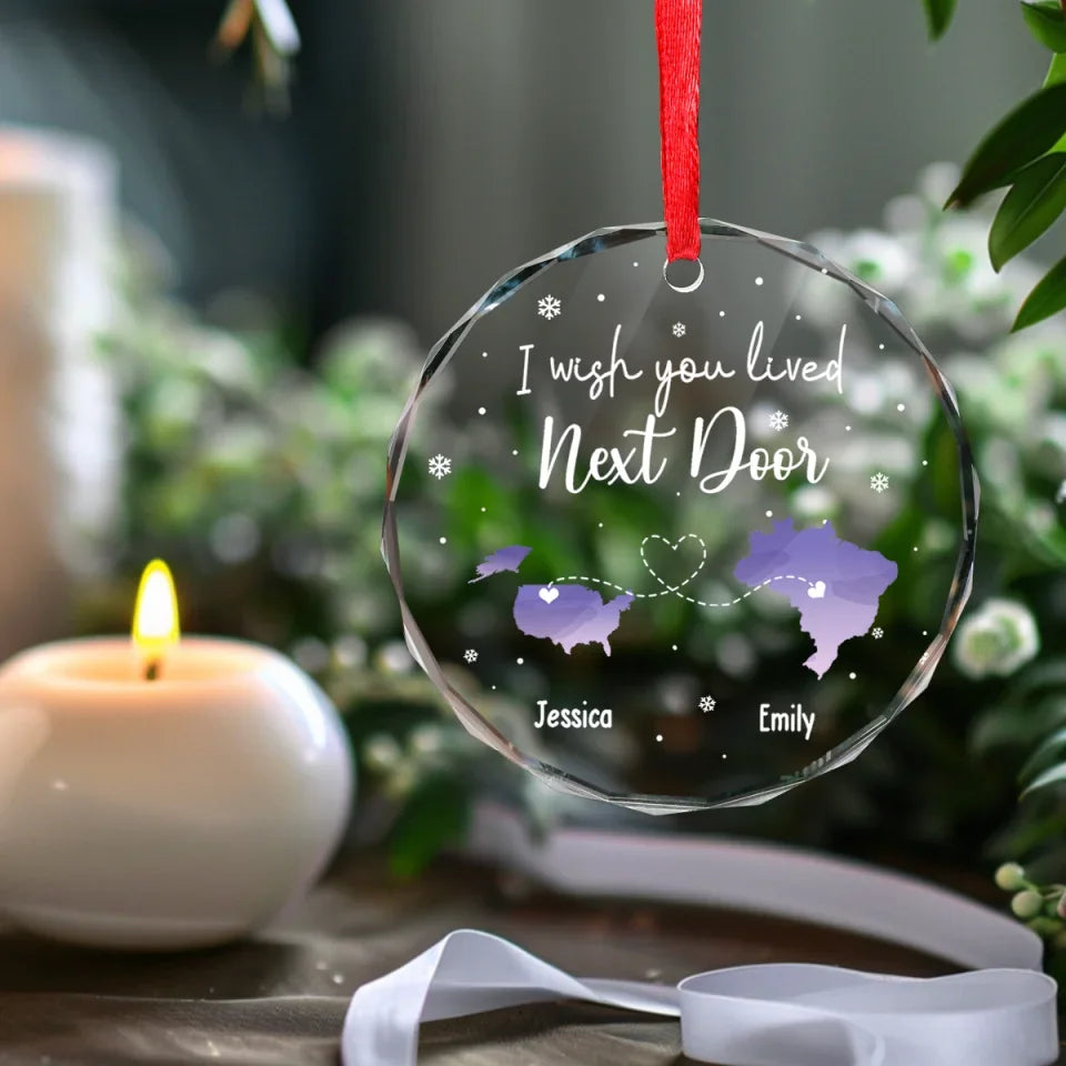 Always Under The Same Sky - Bestie Personalized Custom Circle Glass Ornament - Christmas Gift For Best Friends, BFF, Sisters