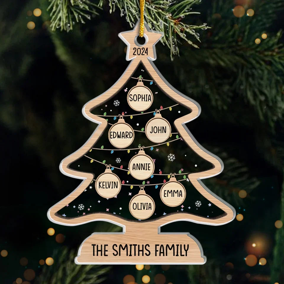 The Best Gift Around The Christmas Tree Is The Presence Of Family - Family Personalized Custom Ornament - Acrylic Custom Shaped - Christmas Gift For Family Members