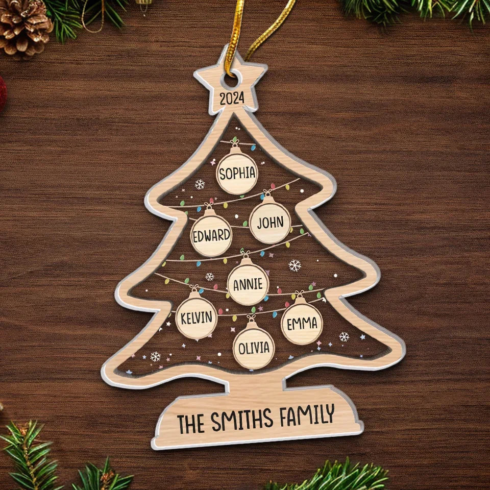The Best Gift Around The Christmas Tree Is The Presence Of Family - Family Personalized Custom Ornament - Acrylic Custom Shaped - Christmas Gift For Family Members