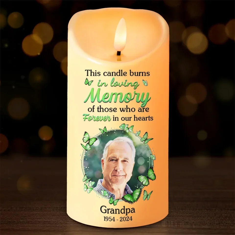 Custom Photo In Our Hearts, You Will Always Stay - Memorial Personalized Custom LED Candle - New Arrival, Sympathy Gift, Christmas Gift For Family Members