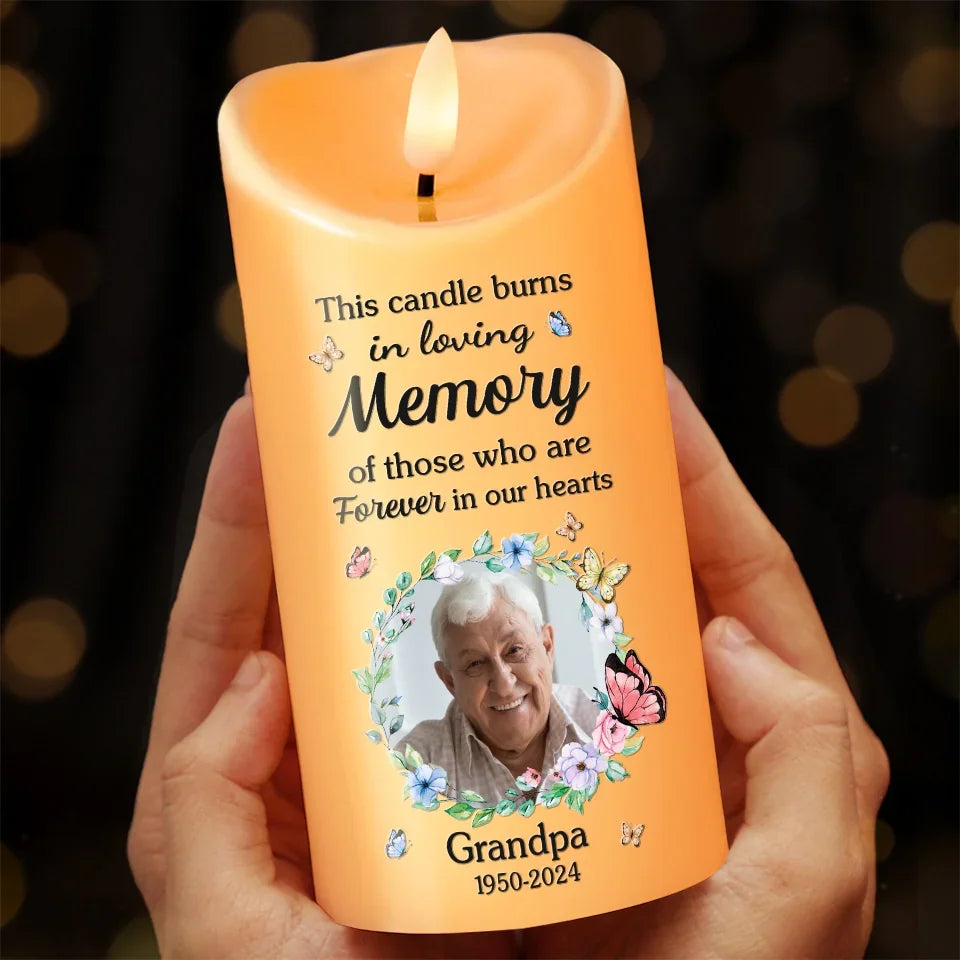 Custom Photo Loving You Forever - Memorial Personalized Custom LED Candle - New Arrival, Christmas Gift, Sympathy Gift For Family Members