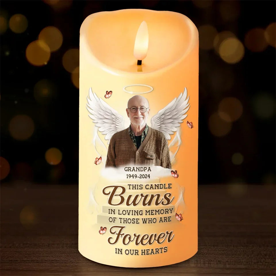 Custom Photo Love Knows No End - Memorial Personalized Custom LED Candle - New Arrival, Sympathy Gift, Christmas Gift For Family Members