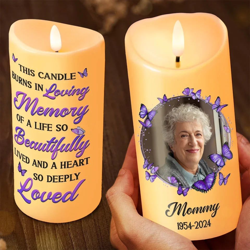 Custom Photo You Are Never Gone From My Heart - Memorial Personalized Custom LED Candle - New Arrival, Christmas Gift, Sympathy Gift For Family Members