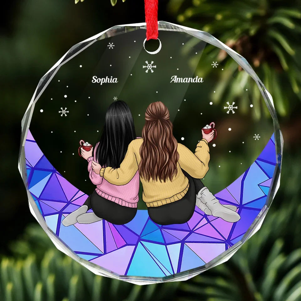 Our Friendship Is A Beautiful Journey - Bestie Personalized Custom Circle Glass Ornament - Christmas Gift For Best Friends, BFF, Sisters