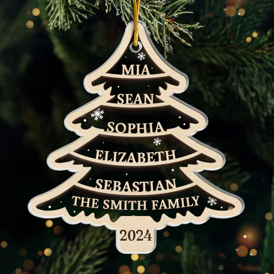 Our Christmas Tree Shines Bright - Family Personalized Custom Ornament - Acrylic Custom Shaped - Christmas Gift For Family Members