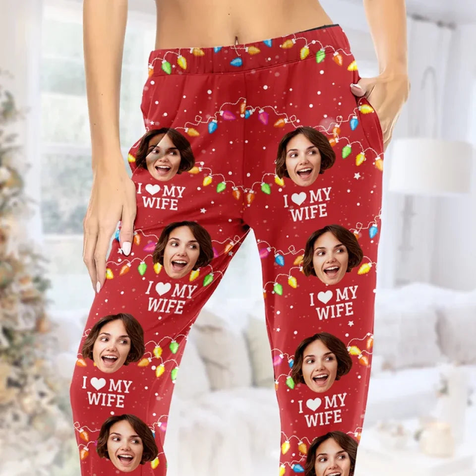 Custom Photo Dear Santa, I Don't Need Anything But This - Couple Personalized Custom Pajama Pants - Christmas Gift For Husband Wife, Anniversary
