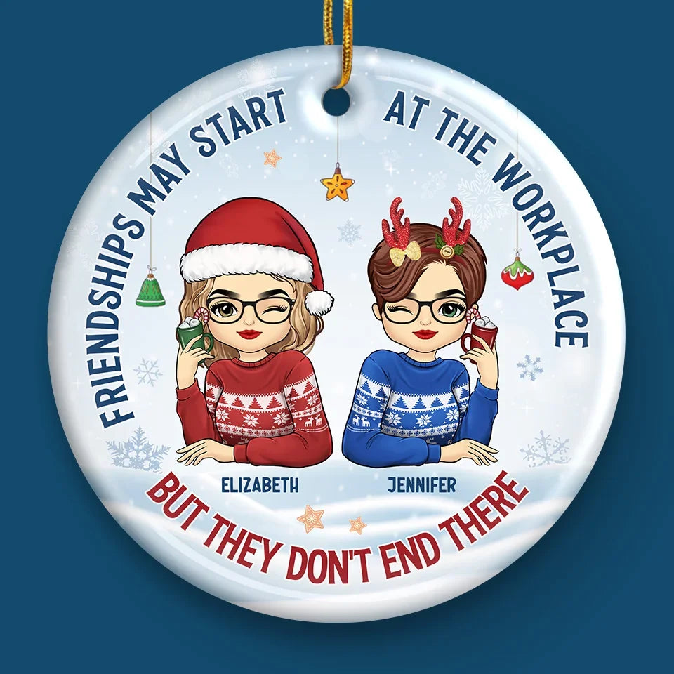 The Fun And Laughter Made Us Friends - Bestie Personalized Custom Ornament - Ceramic Round Shaped - Christmas Gift For Best Friends, BFF, Sisters