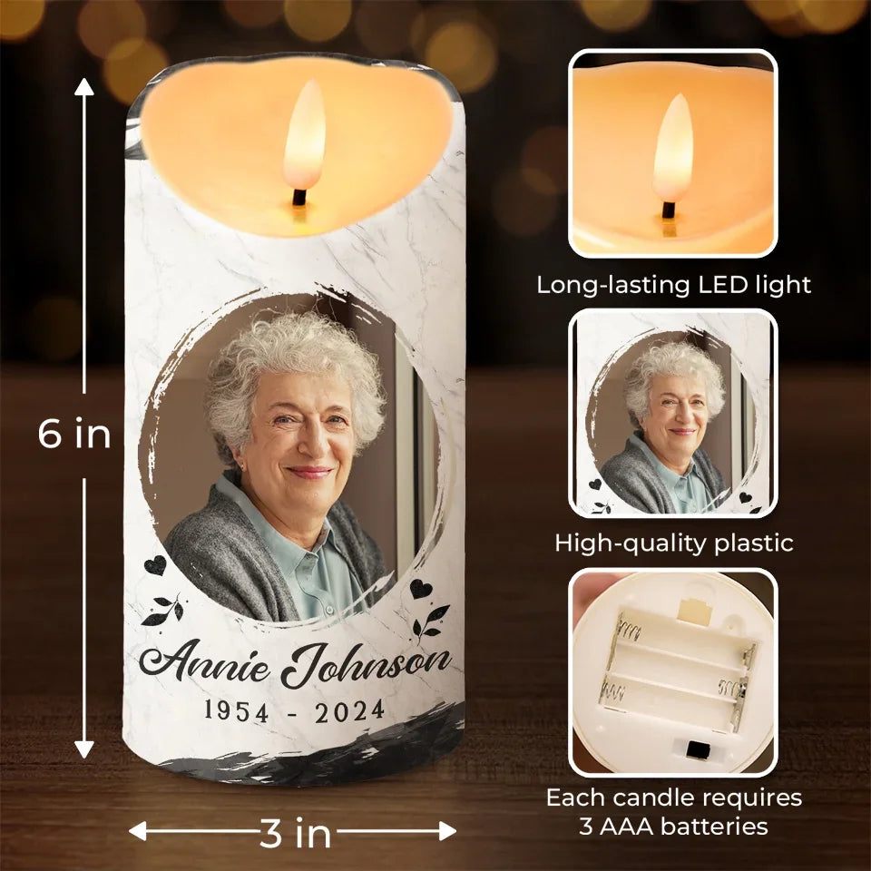 Custom Photo Your Love Will Always Be Our Guide - Memorial Personalized Custom LED Candle - Sympathy Gift, Christmas Gift For Family Members