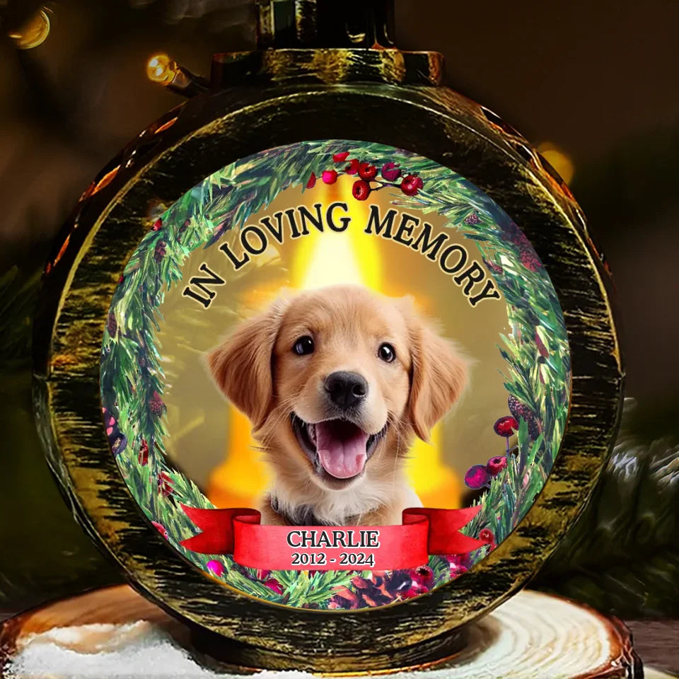 Custom Photo To Live In Hearts We Leave Behind Is Not To Die - Memorial Personalized Custom Candlelight Lantern Ornament - Sympathy Gift, Christmas Gift For Pet Owners, Pet Lovers