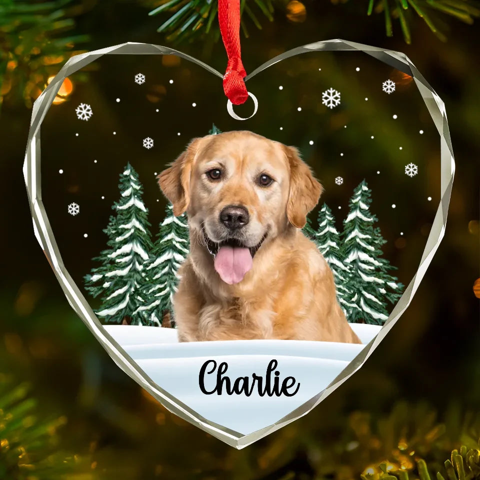 Custom Photo I’m Right Here Inside Your Heart - Memorial Personalized Custom Circle Glass Ornament - Christmas Gift, Sympathy Gift For Pet Owners, Pet Lovers