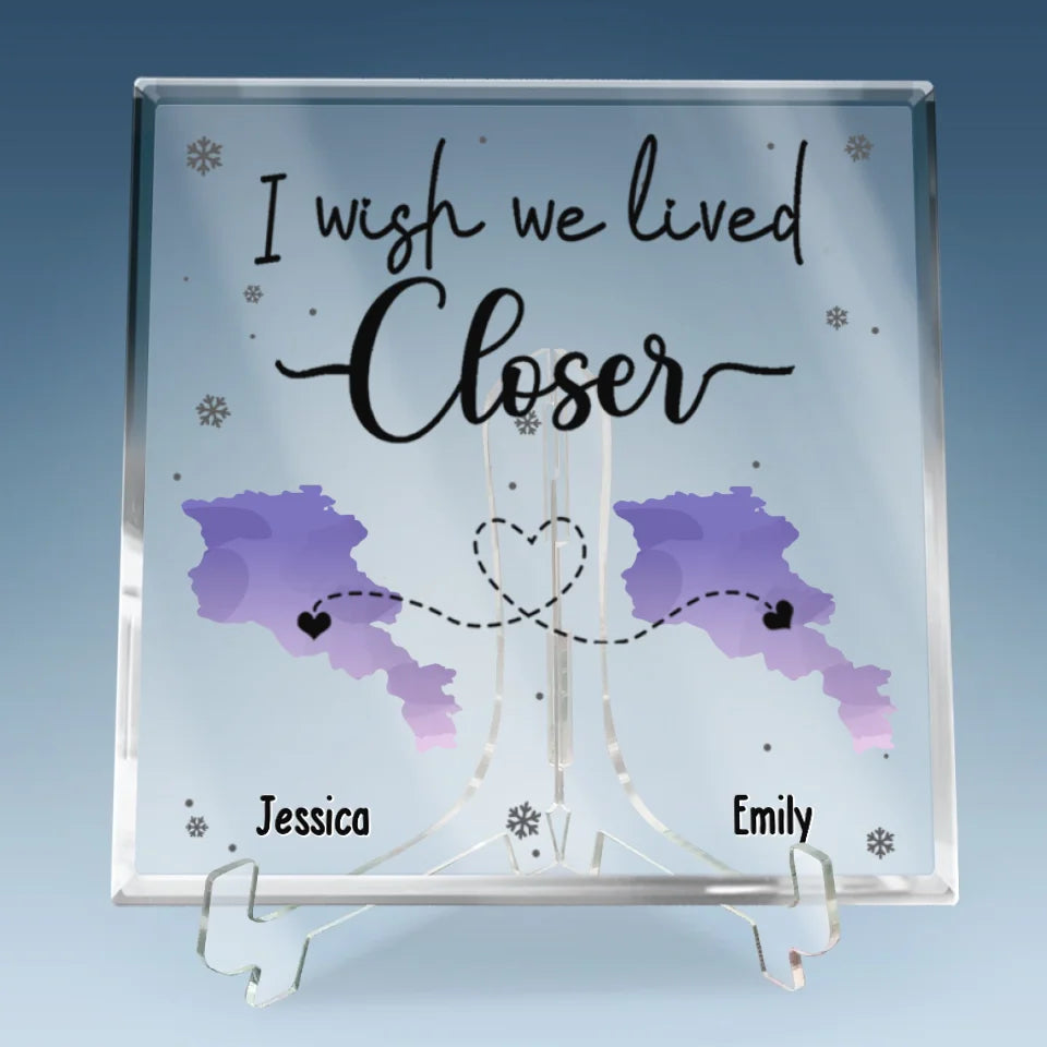 No Matter The Distance We Are Always Close At Heart - Bestie Personalized Custom Square Shaped Acrylic Plaque - Gift For Best Friends, BFF, Sisters