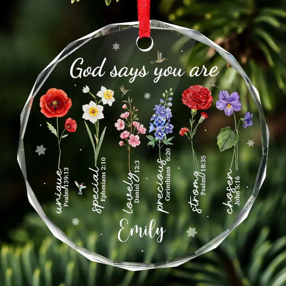 God Say You Are Unique - Bestie Personalized Custom Circle Glass Ornament - Christmas Gift For Best Friends, BFF, Sisters, Yourself