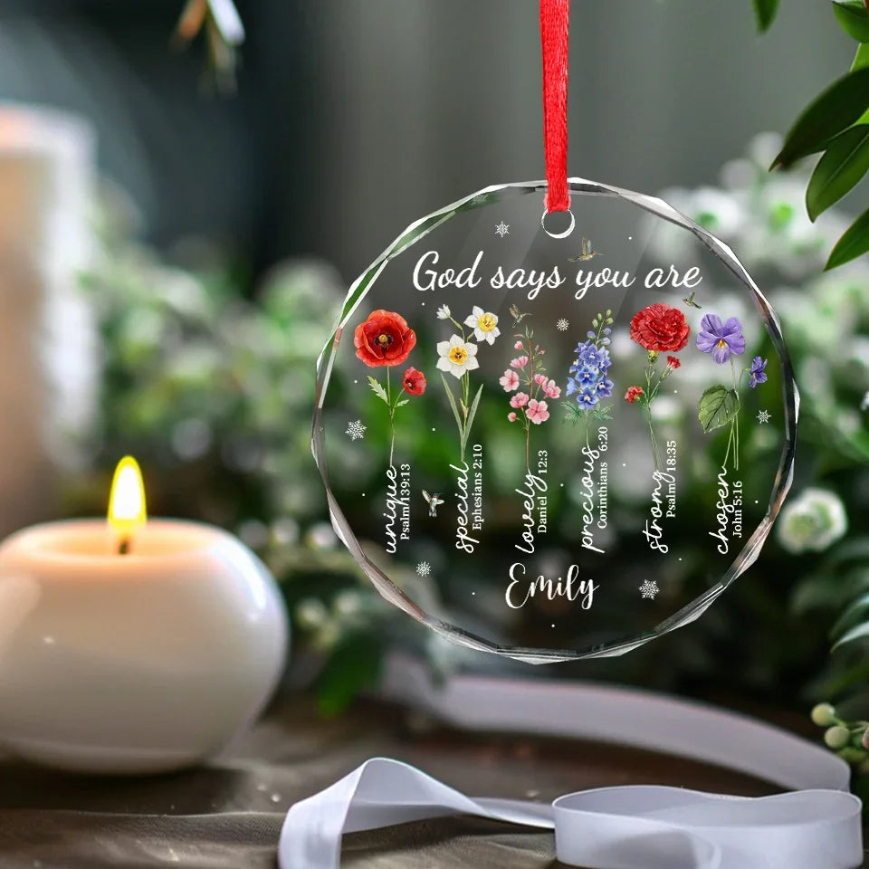 God Say You Are Unique - Bestie Personalized Custom Circle Glass Ornament - Christmas Gift For Best Friends, BFF, Sisters, Yourself