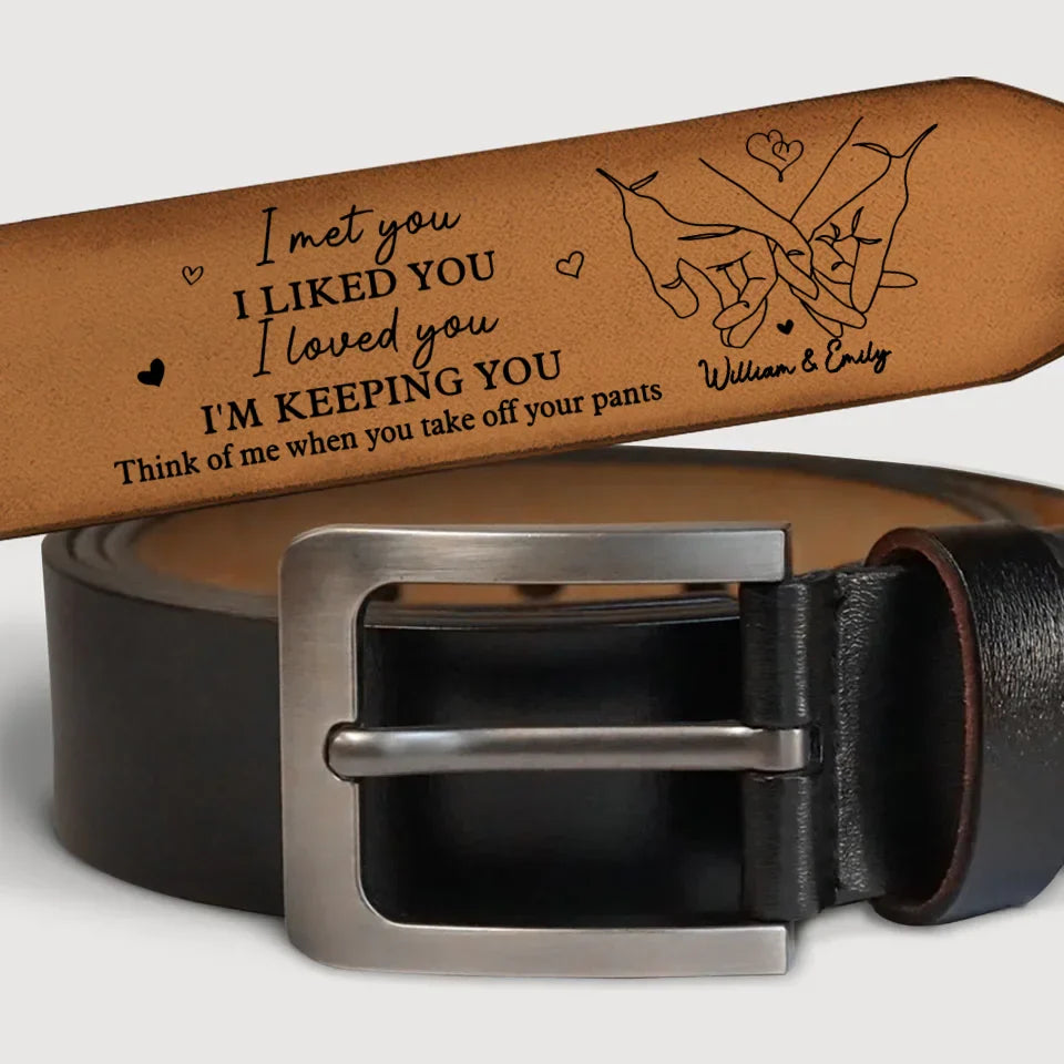 Congrats On Being My Boyfriend - Couple Personalized Custom Engraved Leather Belt - Gift For Husband Wife, Anniversary