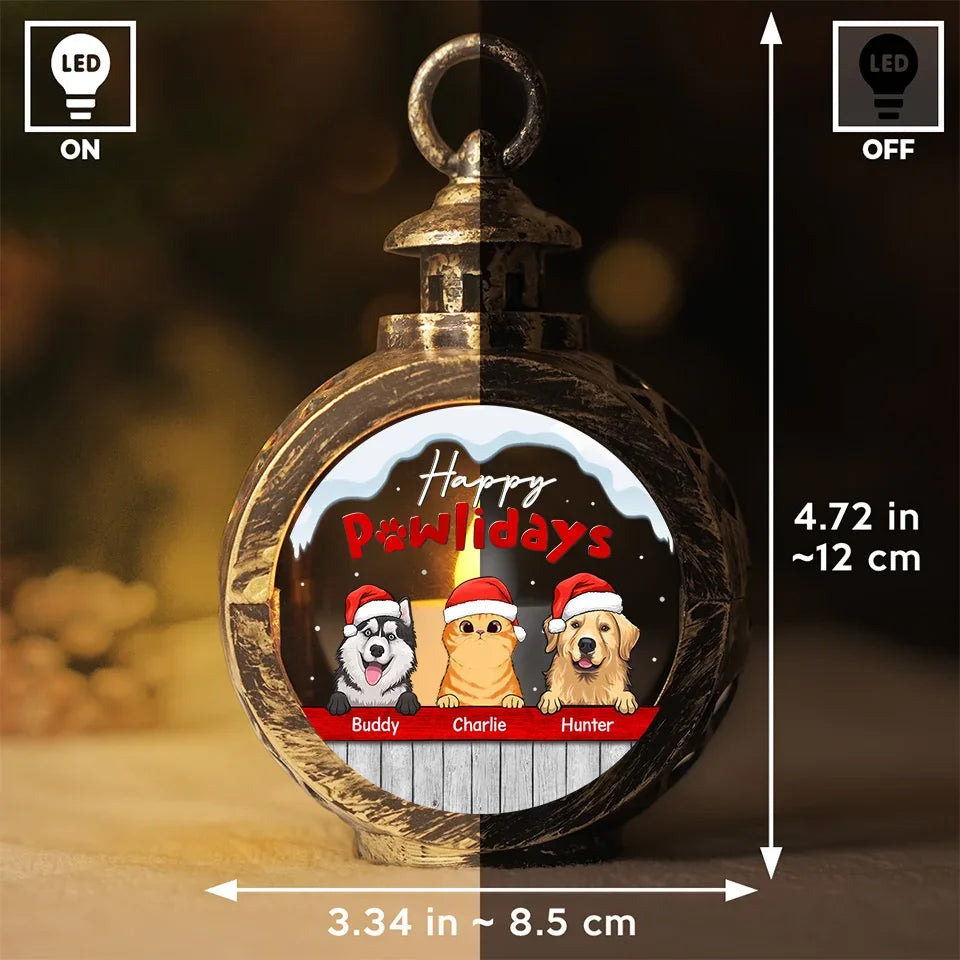 Furry Holiday Wishes - Dog & Cat Personalized Custom Candlelight Lantern Ornament - Christmas Gift For Pet Owners, Pet Lovers