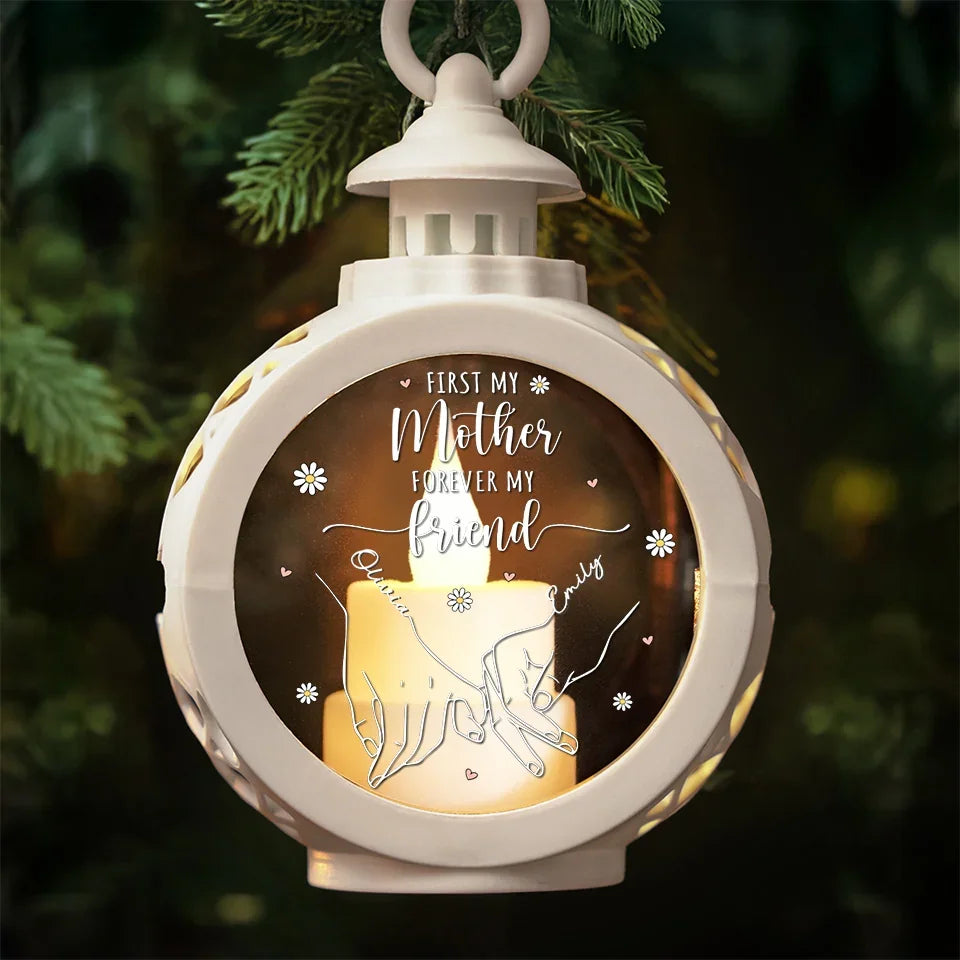 A Mother Is Your Forever Friend - Family Personalized Custom Candlelight Lantern Ornament - Christmas Gift For Mom, Grandma