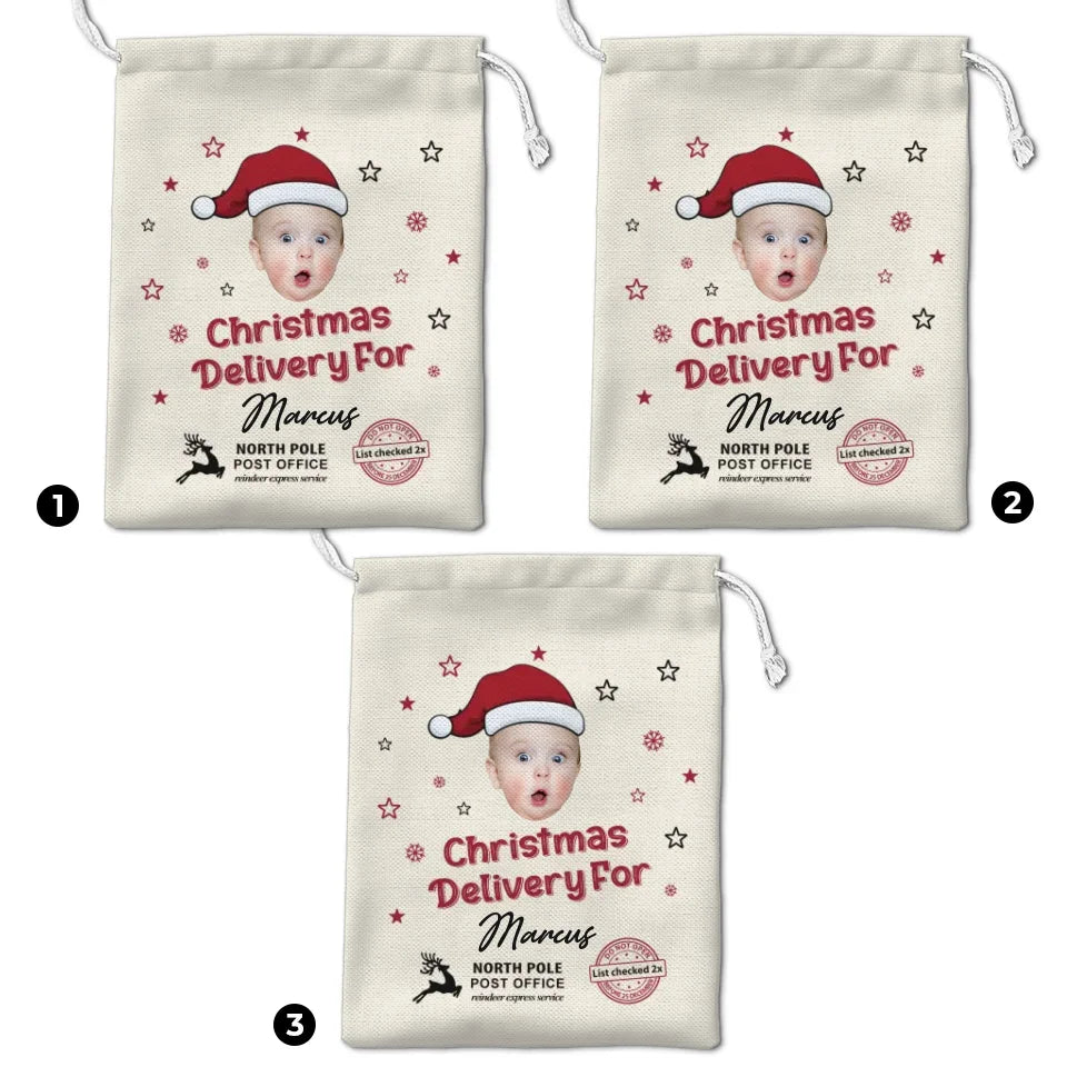 Custom Photo Wishing You A Holly, Jolly First Christmas - Family Personalized Custom Christmas Favor Bag - Christmas Gift For Baby Kids, Newborn Baby, First Christmas