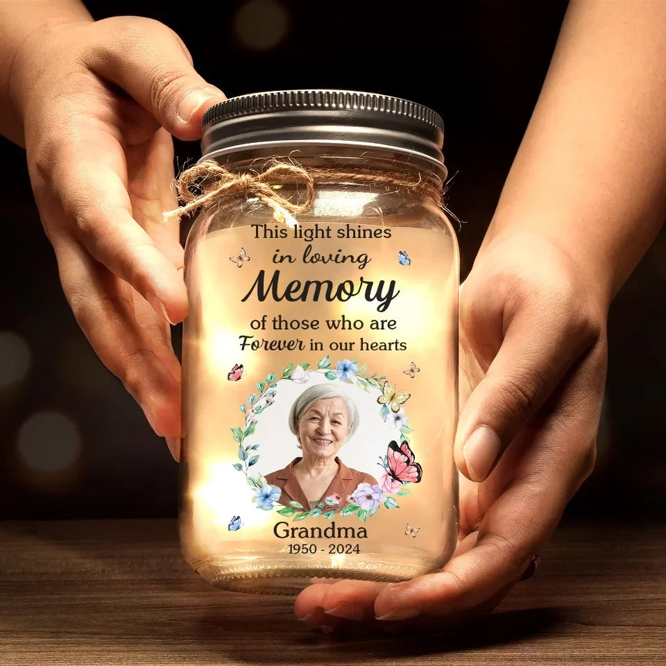 Custom Photo Your Love Continues To Brighten My Days - Memorial Personalized Custom Mason Jar Light - Sympathy Gift, Christmas Gift For Family Members
