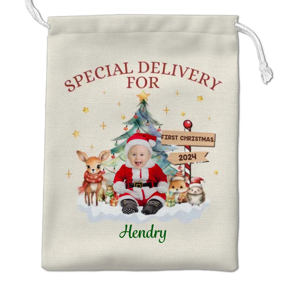 Custom Photo Special Delivery For My Kid - Personalized Custom Christmas Favor Bag - Christmas Gift For Kid
