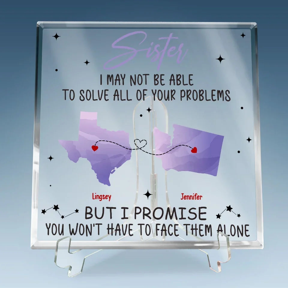 Not Near, But Dear As Always - Bestie Personalized Custom Square Shaped Acrylic Plaque - Gift For Best Friends, BFF, Sisters