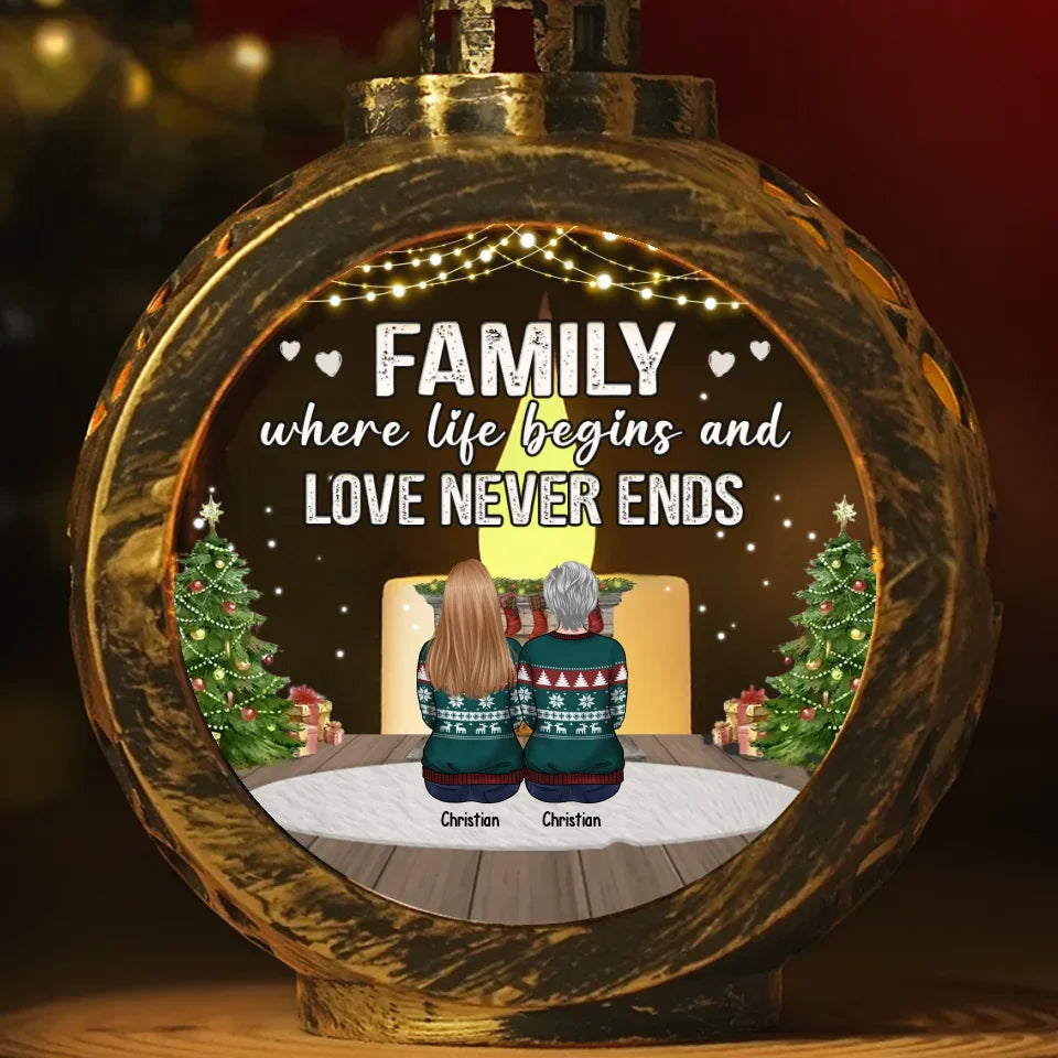 Family Where Life Begins And Love Never Ends - Family Personalized Custom Candlelight Lantern Ornament - Christmas Gift For Family Members