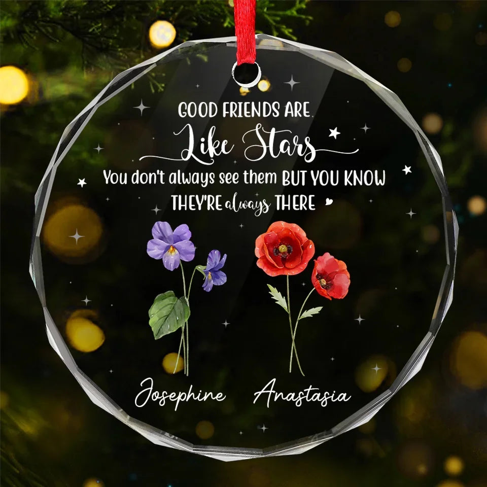If Friends Were Flowers, I'd Pick You - Bestie Personalized Custom Circle Glass Ornament - Christmas Gift For Best Friends, BFF, Sisters
