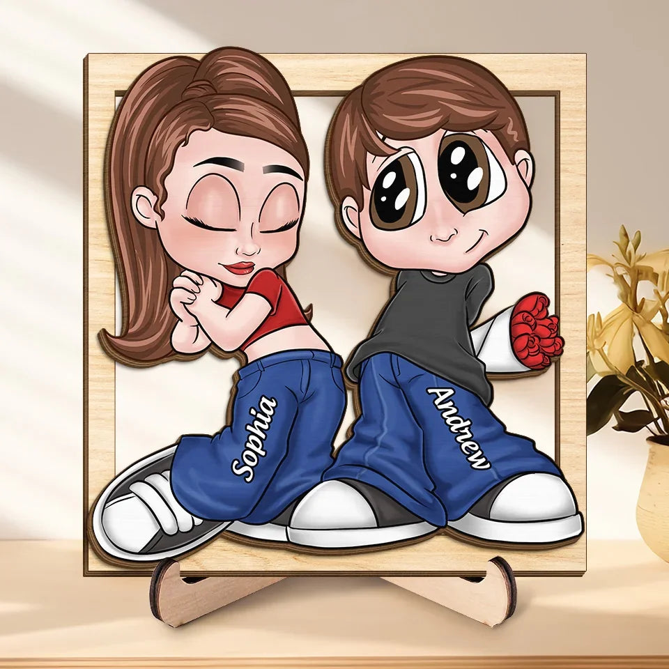 Together We Can Face Anything That Comes - Couple Personalized Custom 2-Layered Wooden Plaque With Stand - Gift For Husband Wife, Anniversary