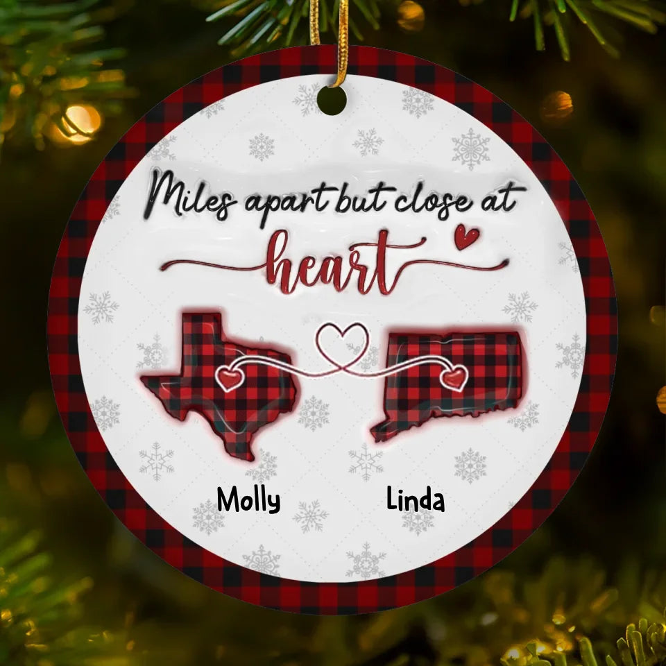 Friendship Is The Thread That Connects Our Hearts - Bestie Personalized Custom 3D Inflated Effect Printed Ornament - Ceramic Round Shaped - Christmas Gift For Best Friends, BFF, Sisters
