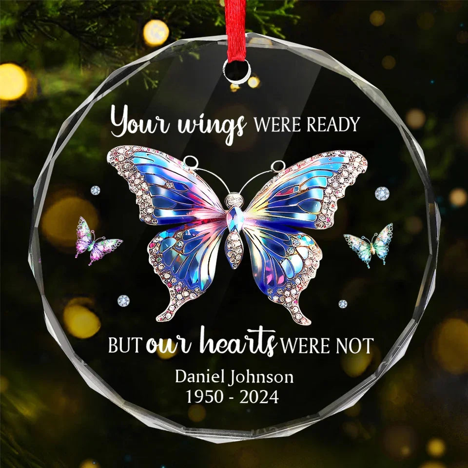 There Are No Goodbyes For Us - Memorial Personalized Custom Circle Glass Ornament - Sympathy Gift, Christmas Gift For Family Members