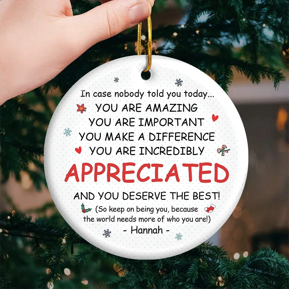 Friends At Work Make Long Days So Much Brighter - Coworker Personalized Custom Ornament - Ceramic Round Shaped - Christmas Gift For Coworkers, Work Friends, Colleagues
