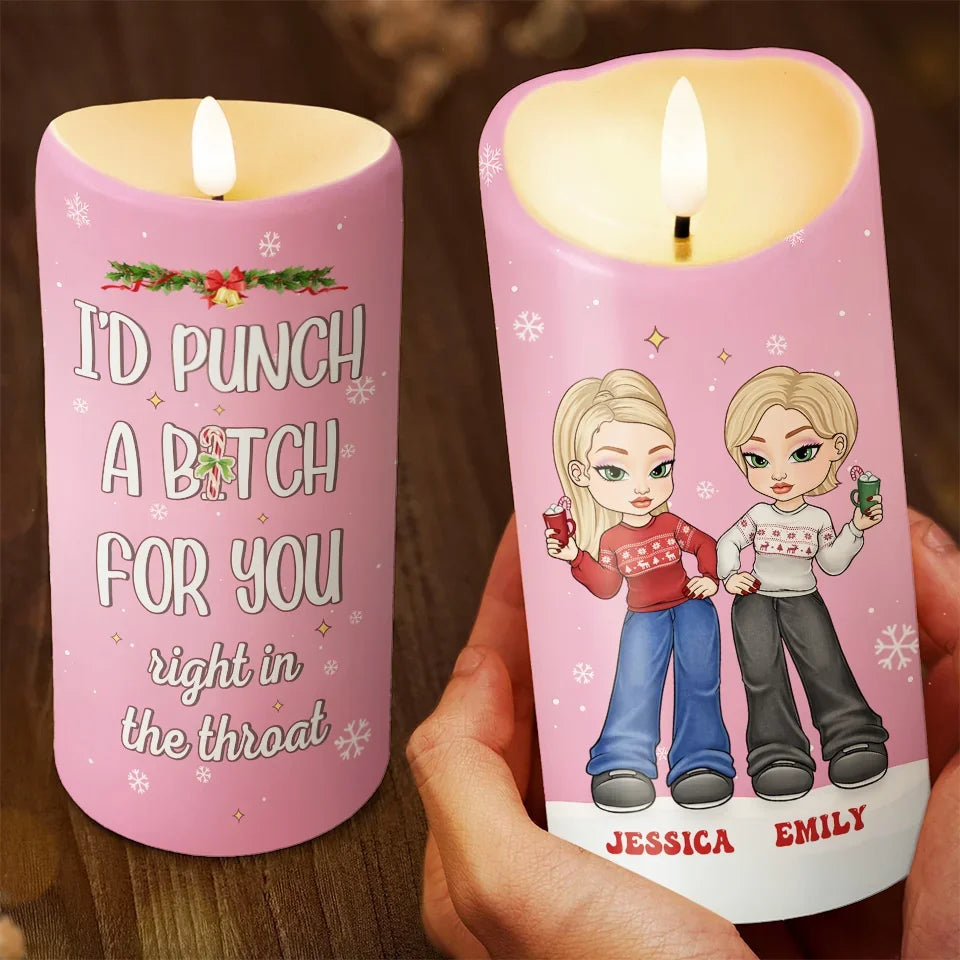 Friendship Without End - Bestie Personalized Custom LED Candle - Christmas Gift For Best Friends, BFF, Sisters