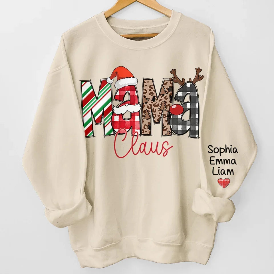 Grandma’s Love Shines Brightest At Christmas - Family Personalized Custom Unisex Sweatshirt With Design On Sleeve - Christmas Gift For Mom, Grandma