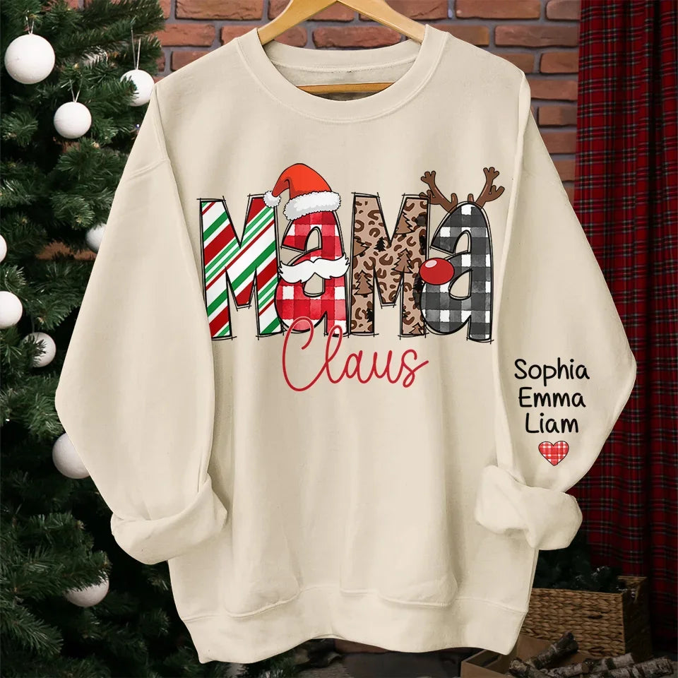 Grandma’s Love Shines Brightest At Christmas - Family Personalized Custom Unisex Sweatshirt With Design On Sleeve - Christmas Gift For Mom, Grandma
