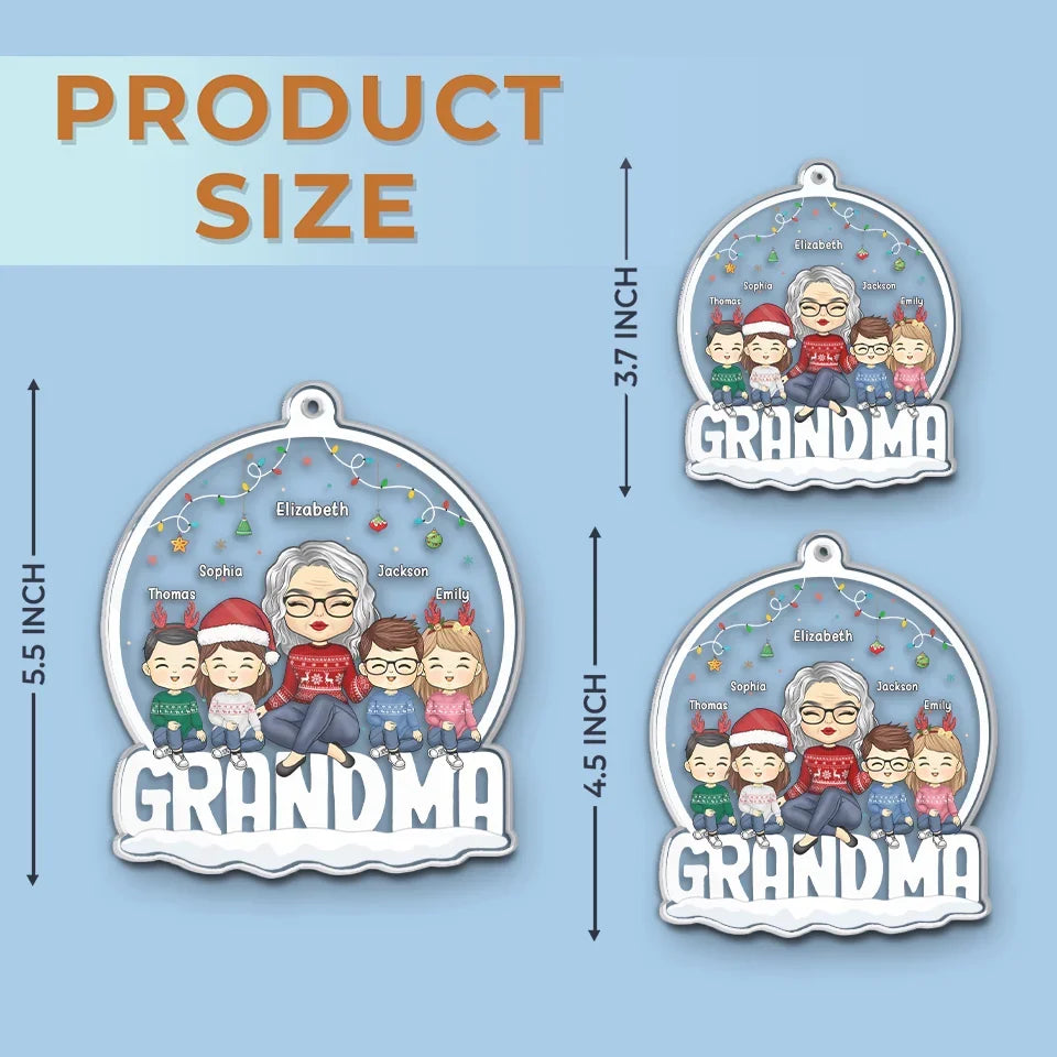 Blessed With The Best Grandkids - Family Personalized Custom Ornament - Acrylic Custom Shaped - Christmas Gift For Grandma, Grandkid