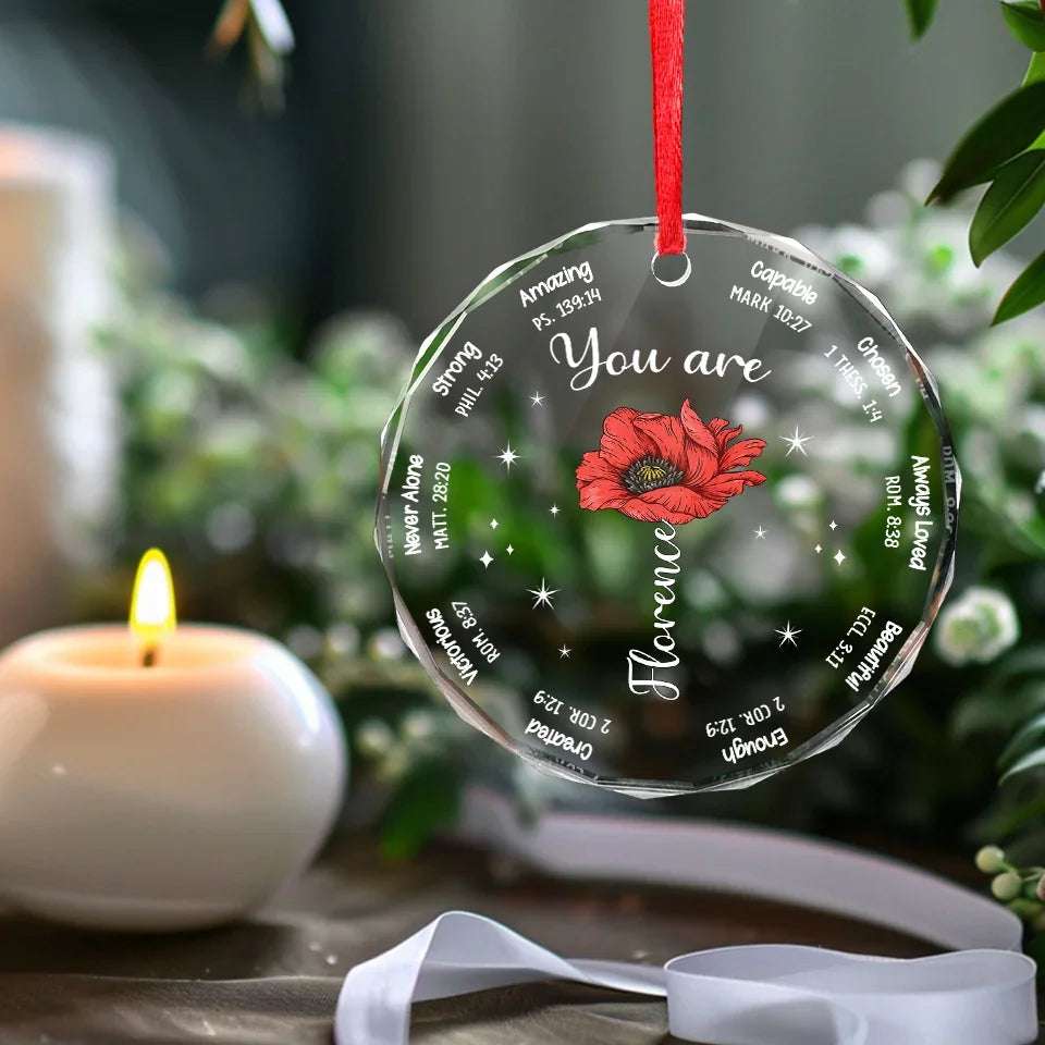You Are Amazing - Affirmation Personalized Custom Circle Glass Ornament - Christmas Gift For Yourself