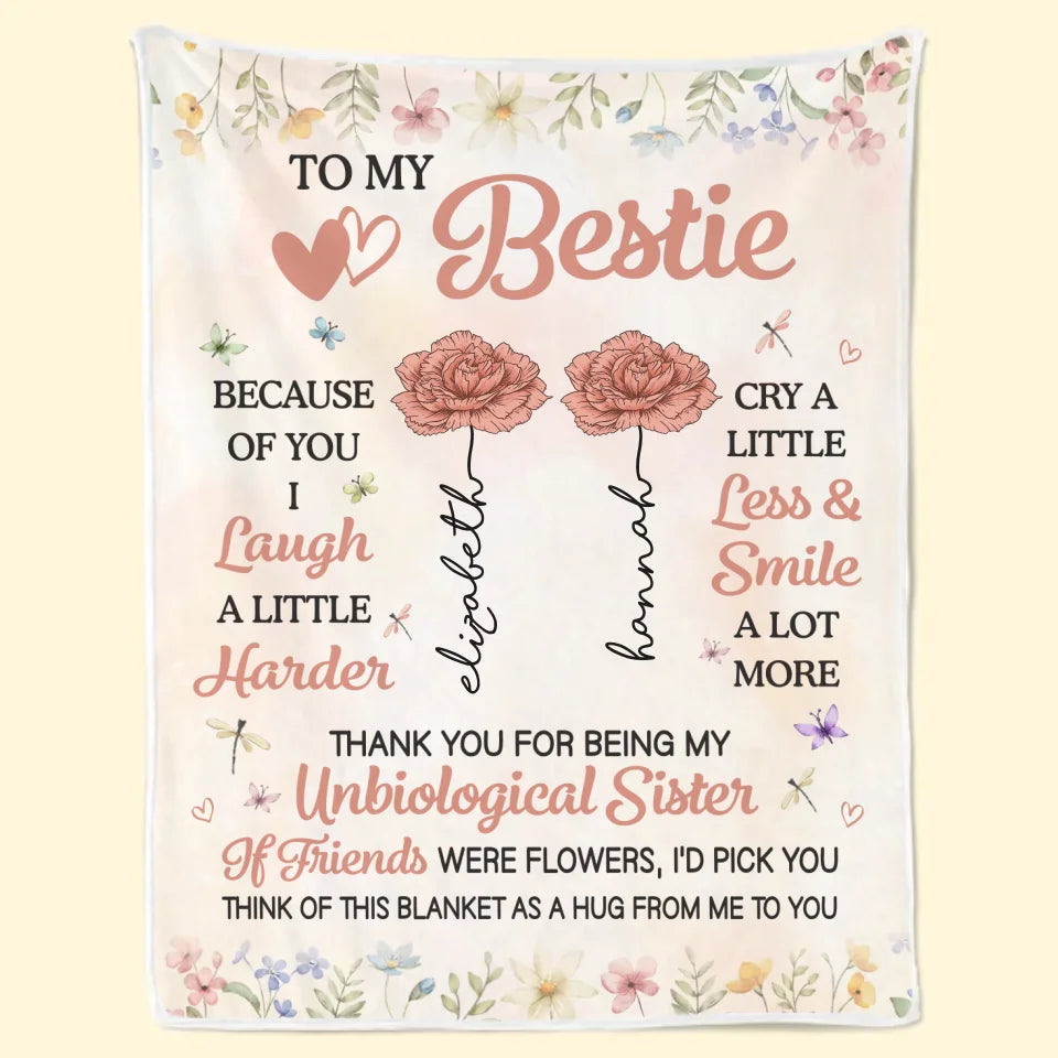 Bestie By My Side - Bestie Personalized Custom Blanket - Gift For Best Friends, BFF, Sisters