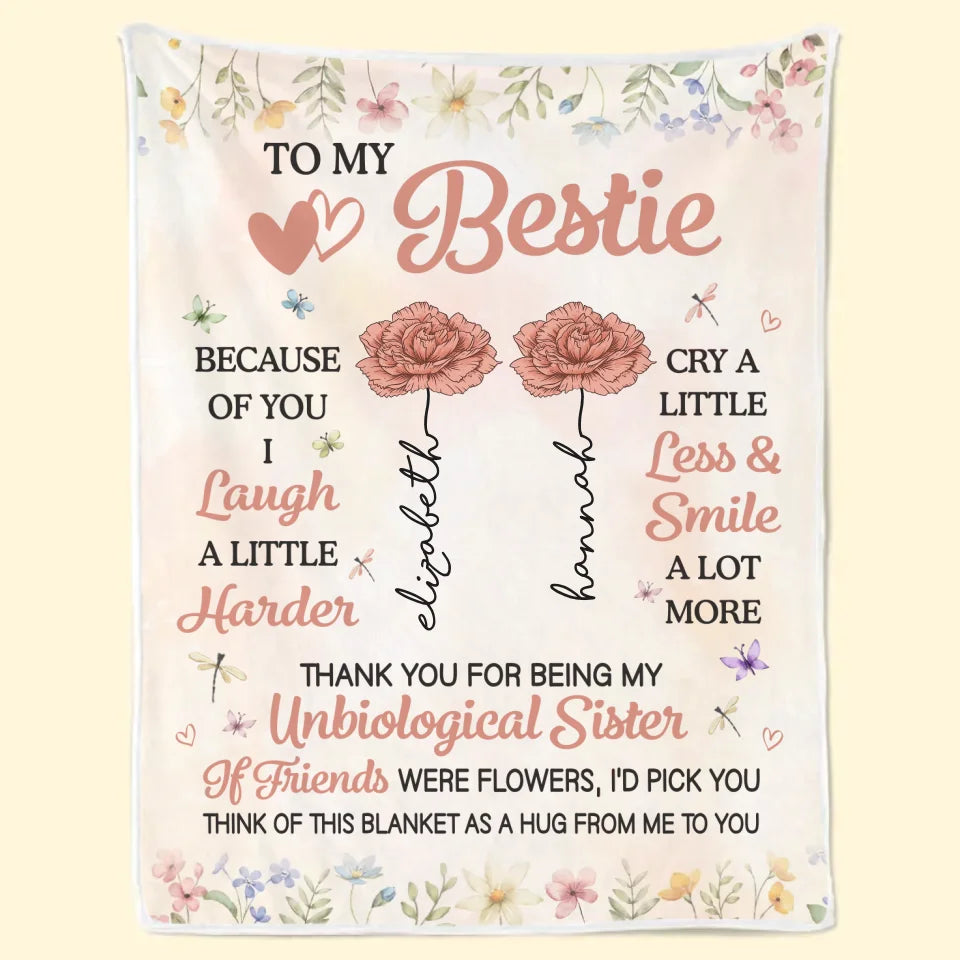 Bestie By My Side - Bestie Personalized Custom Blanket - Gift For Best Friends, BFF, Sisters