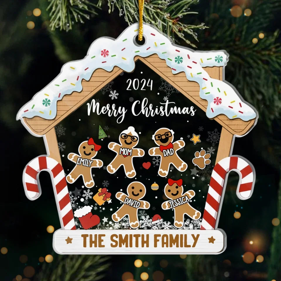 Gingerbread House Decorating Crew - Family Personalized Custom Ornament - Acrylic Custom Shaped - Christmas Gift For Family Members