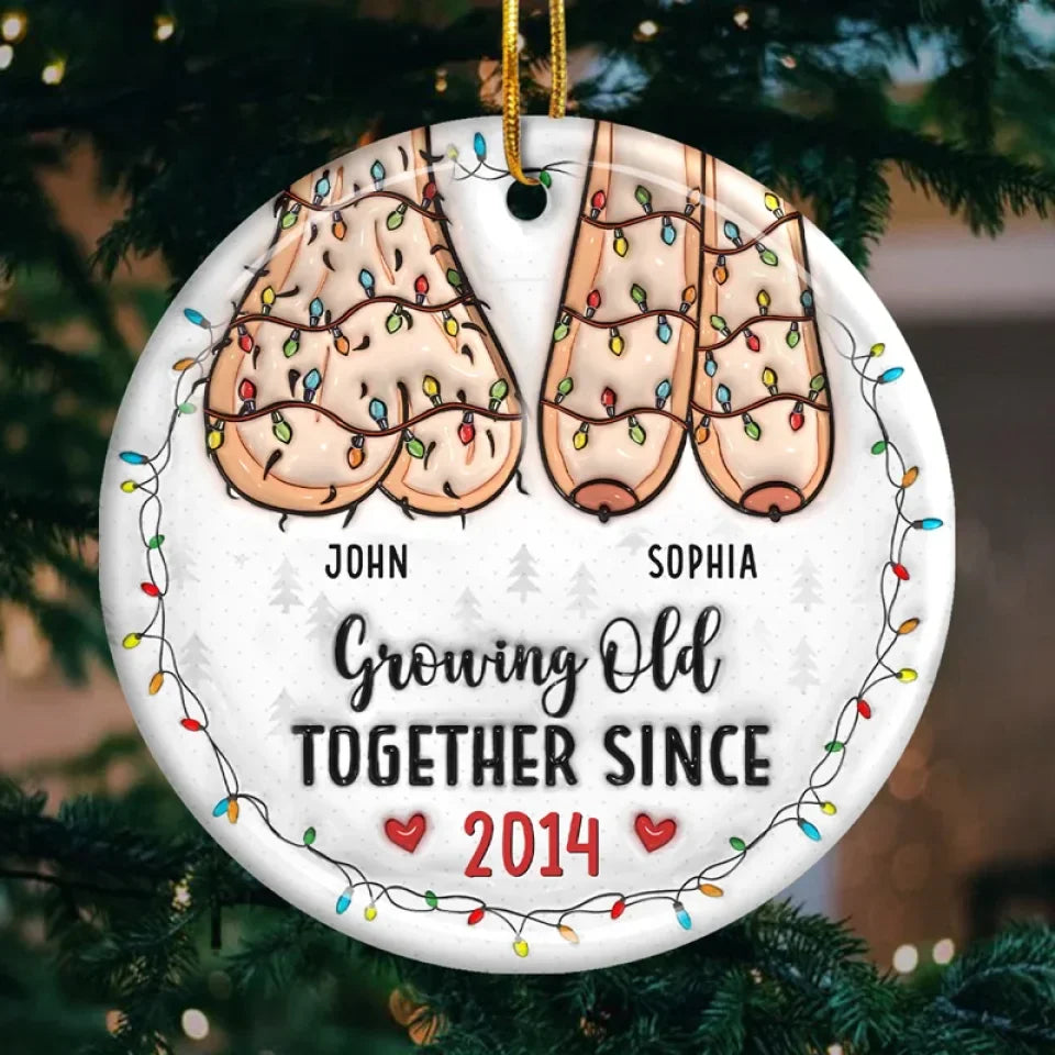 A Lifetime Is Never Enough With You - Couple Personalized Custom 3D Inflated Effect Printed Ornament - Ceramic Round Shaped - New Arrival, Christmas Gift For Husband Wife, Anniversary AMZ