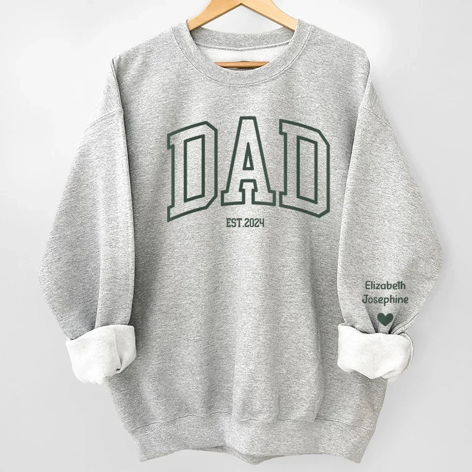 Being A Father Is A Title, But Being A Dad Is A Privilege - Family Personalized Custom Unisex Sweatshirt With Design On Sleeve - Gift For Dad, Grandpa