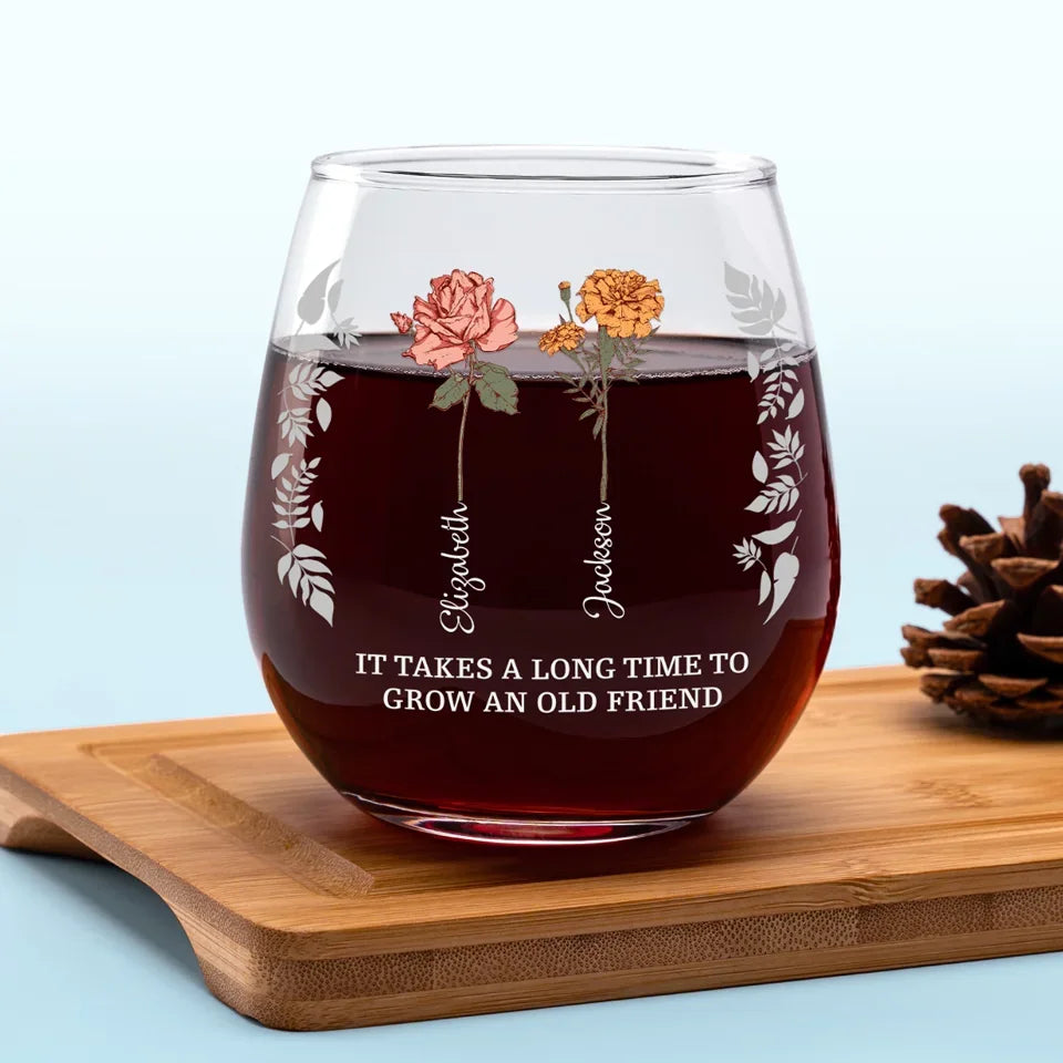Bloom Where You're Planted, Bestie - Bestie Personalized Custom Wine Glass - Gift For Best Friends, BFF, Sisters