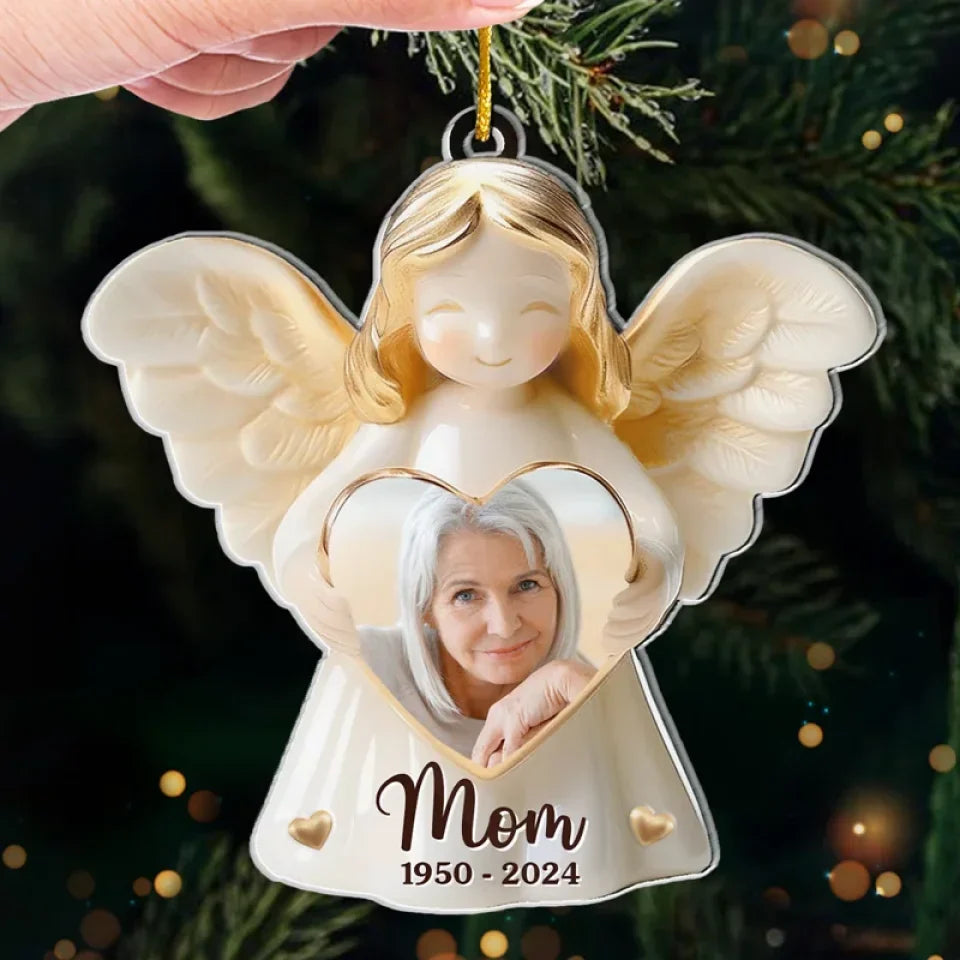 Custom Photo Remembered With Love - Memorial Personalized Custom Ornament - Acrylic Custom Shaped - Sympathy Gift, Christmas Gift For Family Members