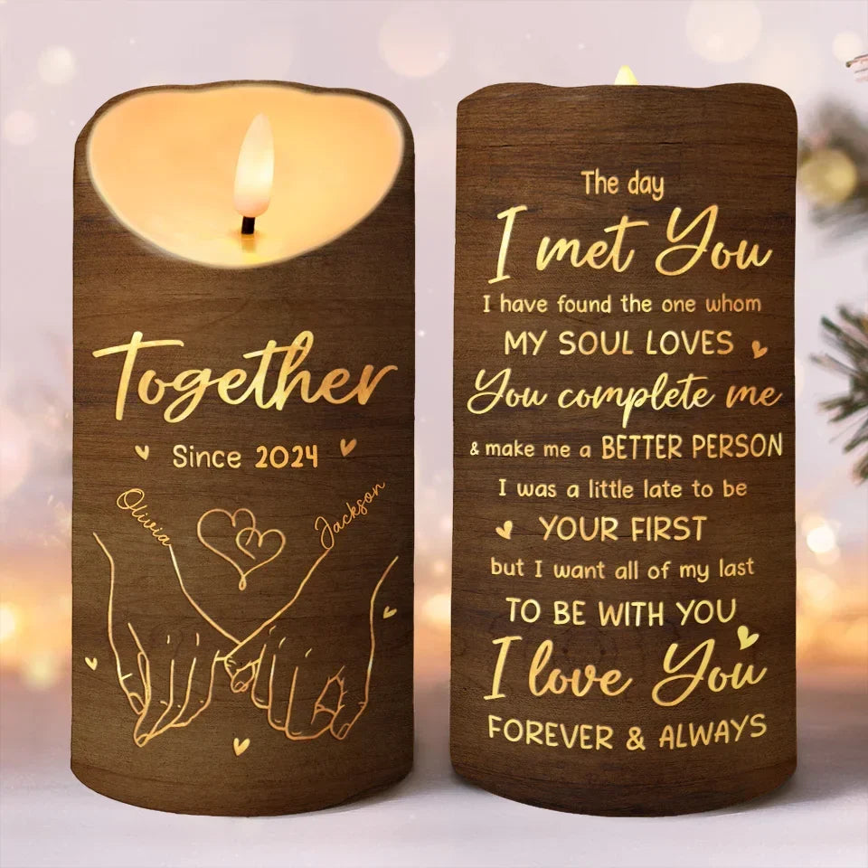 With You, I Have Everything I Need - Couple Personalized Custom LED Candle - Christmas Gift For Husband Wife, Anniversary