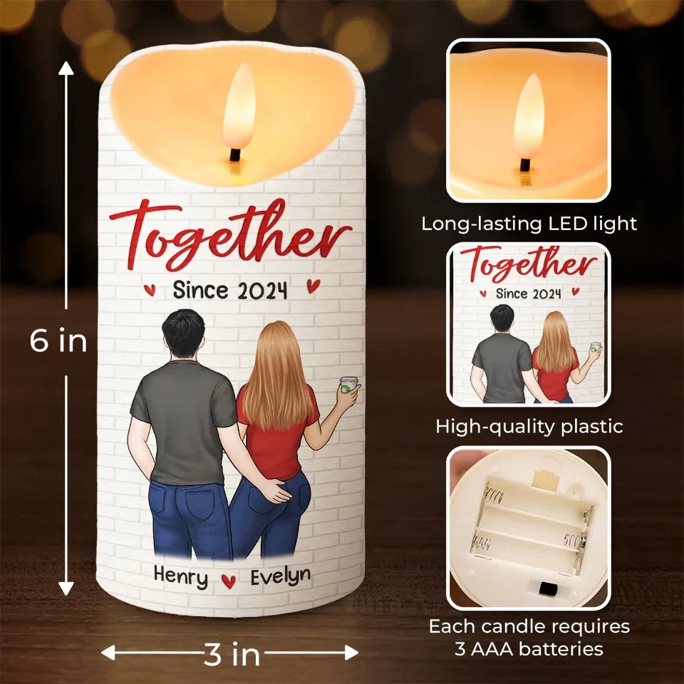 You Make My Heart Smile - Couple Personalized Custom LED Candle - Christmas Gift For Husband Wife, Anniversary