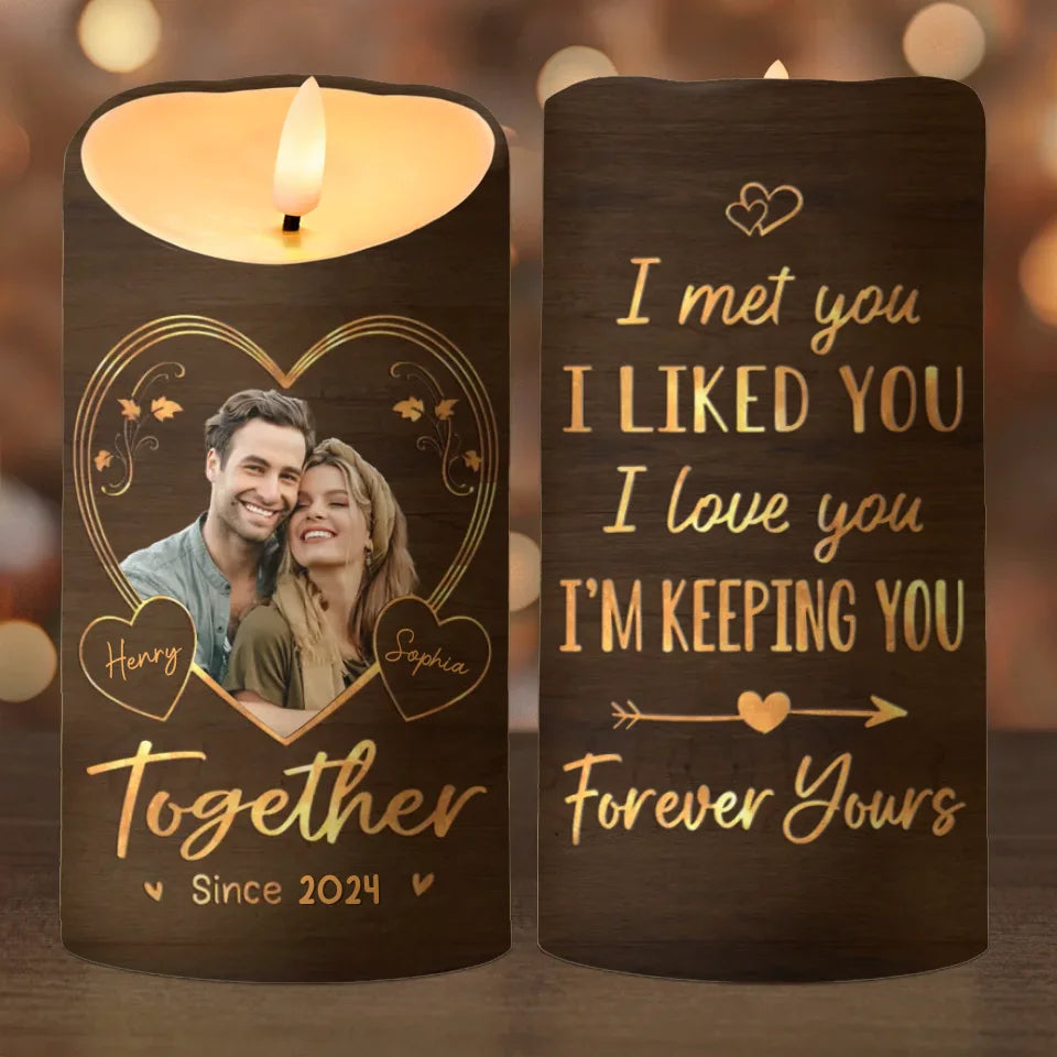 Custom Photo Love Is A Journey Best Traveled Together - Couple Personalized Custom LED Candle - Christmas Gift For Husband Wife, Anniversary