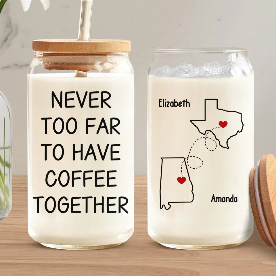 Let It Snow - Bestie Personalized Custom Glass Cup, Iced Coffee Cup - Christmas Gift For Best Friends, BFF, Sisters